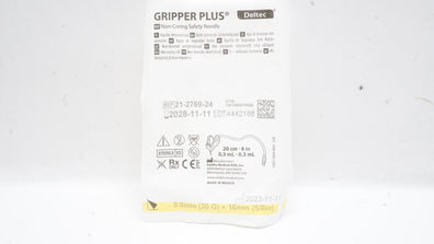 Smiths Medical 21-2769-24 Deltec Gripper Plus Non-Coring Safety Ndle 20Gx5/8inch